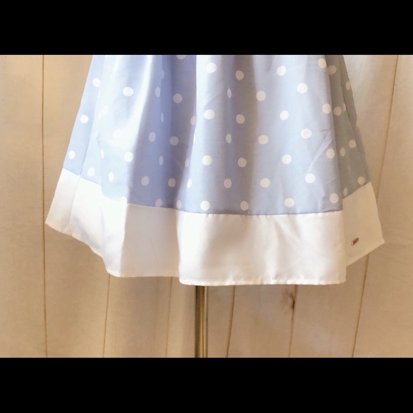 TAHARI Girls 7 Blue Polka Dot Sleeveless Fit & Flare Easter Dress - Picture 5 of 8